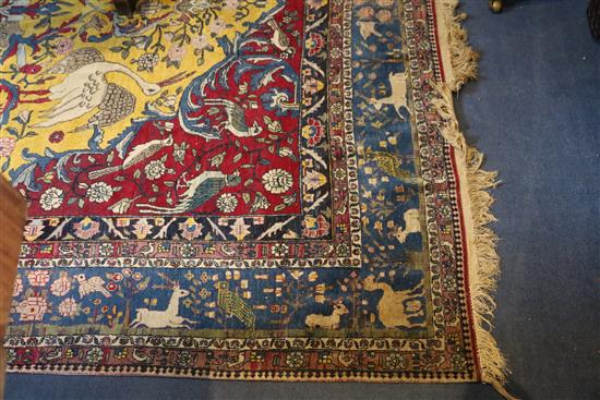 An antique North West Persian Tree of Life yellow ground carpet, 10ft by 6ft 11in.